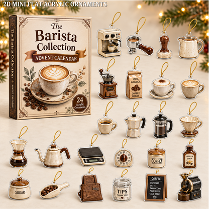 Barista Coffee Craft Advent Calendar 2026 - 24-Day Festive Countdown, Acrylic Charms Blind Box - Gift For Coffee Lovers