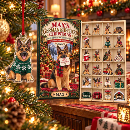 Personalized German Shepherd Advent Calendar 2026, 24 Acrylic Charms, Christmas Dog Gift, Pet Name Keepsake