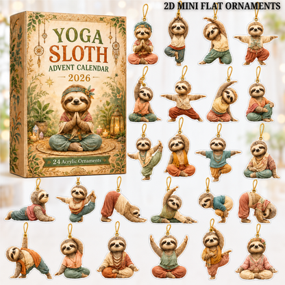 Yoga Sloth Advent Calendar 2026 - 24-Day Festive Countdown, Acrylic Charms Blind Box - Gift For Yoga Lovers