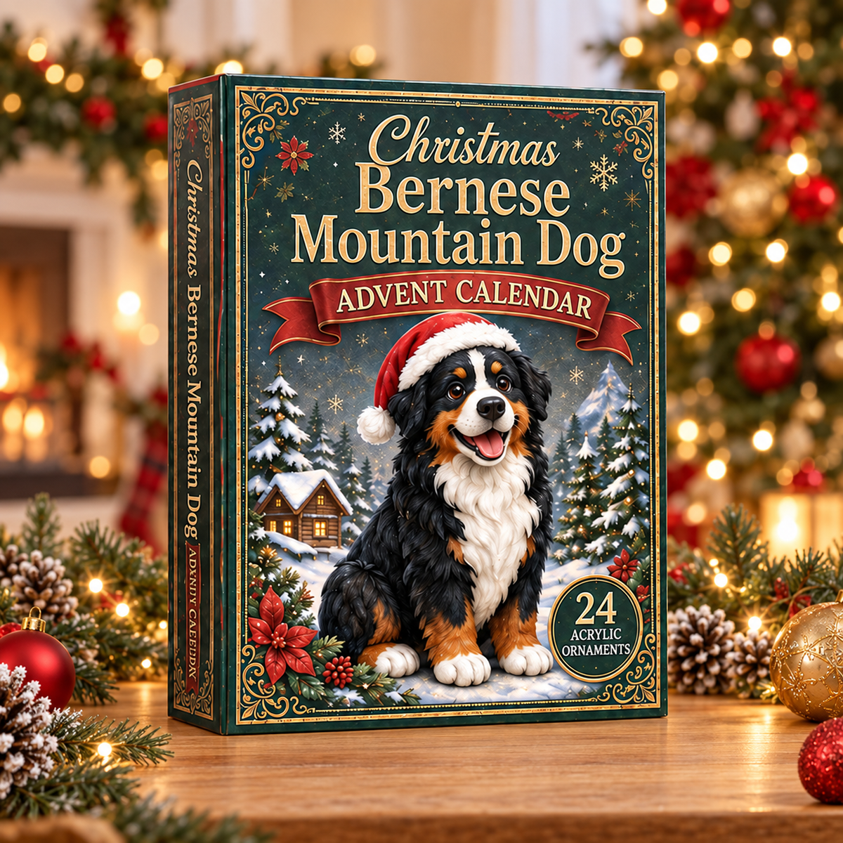 Christmas Bernese Mountain Dog Advent Calendar 2026 - 24-Day Festive Countdown, Acrylic Charms Blind Box - Gift For Bernese Mountain Dog Lovers