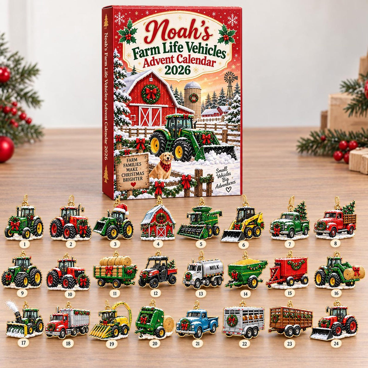 Farm Vehicle Advent Calendar 2026, Tractors and Trucks, Christmas Countdown Gift, 24 Day Motorsport Christmas Countdown