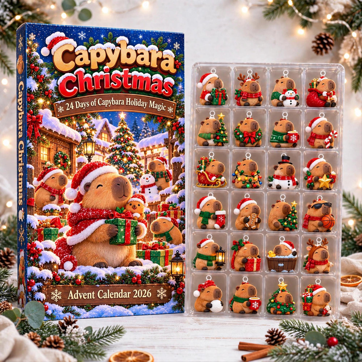 Capybara Advent Calendar 2026, 24 Piece Capybara Ornament Set, Blind Box Advent Calendar, Christmas Countdown Gift for Home Decor