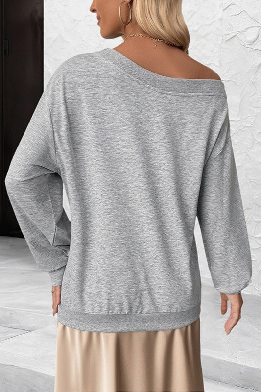 Floral Applique Off Shoulder Sweatshirt