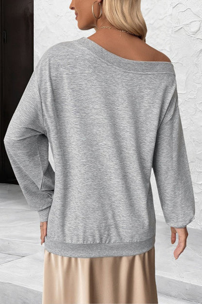 Floral Applique Off Shoulder Sweatshirt
