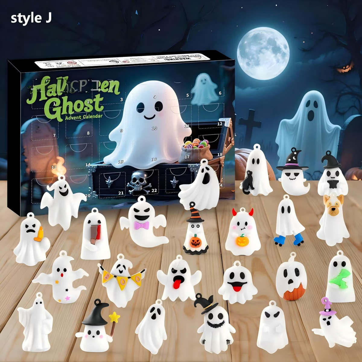 Halloween Advent Calendar 2026, 24 Day Ghost Blind Box, Spooky Cute Countdown Gift, Mini Collectible Hanging Ornaments, Multiple Box Styles
