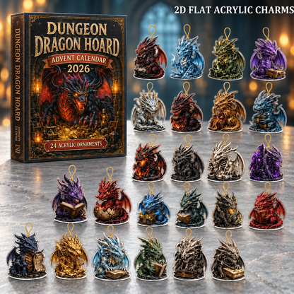 Personalized Dragon Advent Calendar 2026, 24 Acrylic Dragon Charms, 3D Effect Fantasy Countdown Gift For Dragon Lovers, Kid