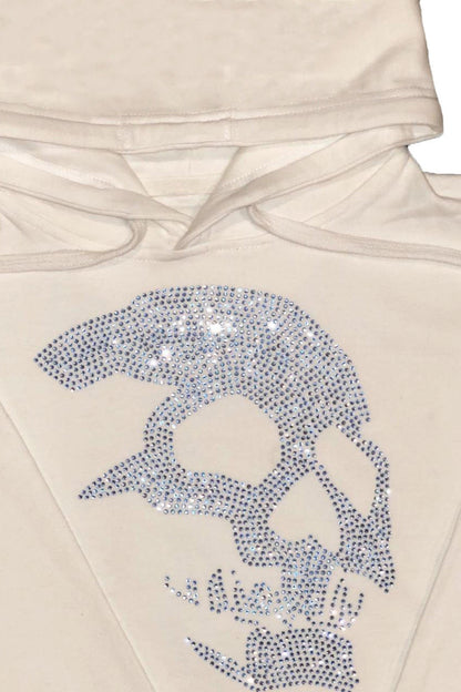Rhinestone Skull Pullover Hoodie