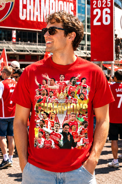 Arsenal Premier League Champions 2025/26 T-Shirt | Gunners EPL Winners Graphic Tee