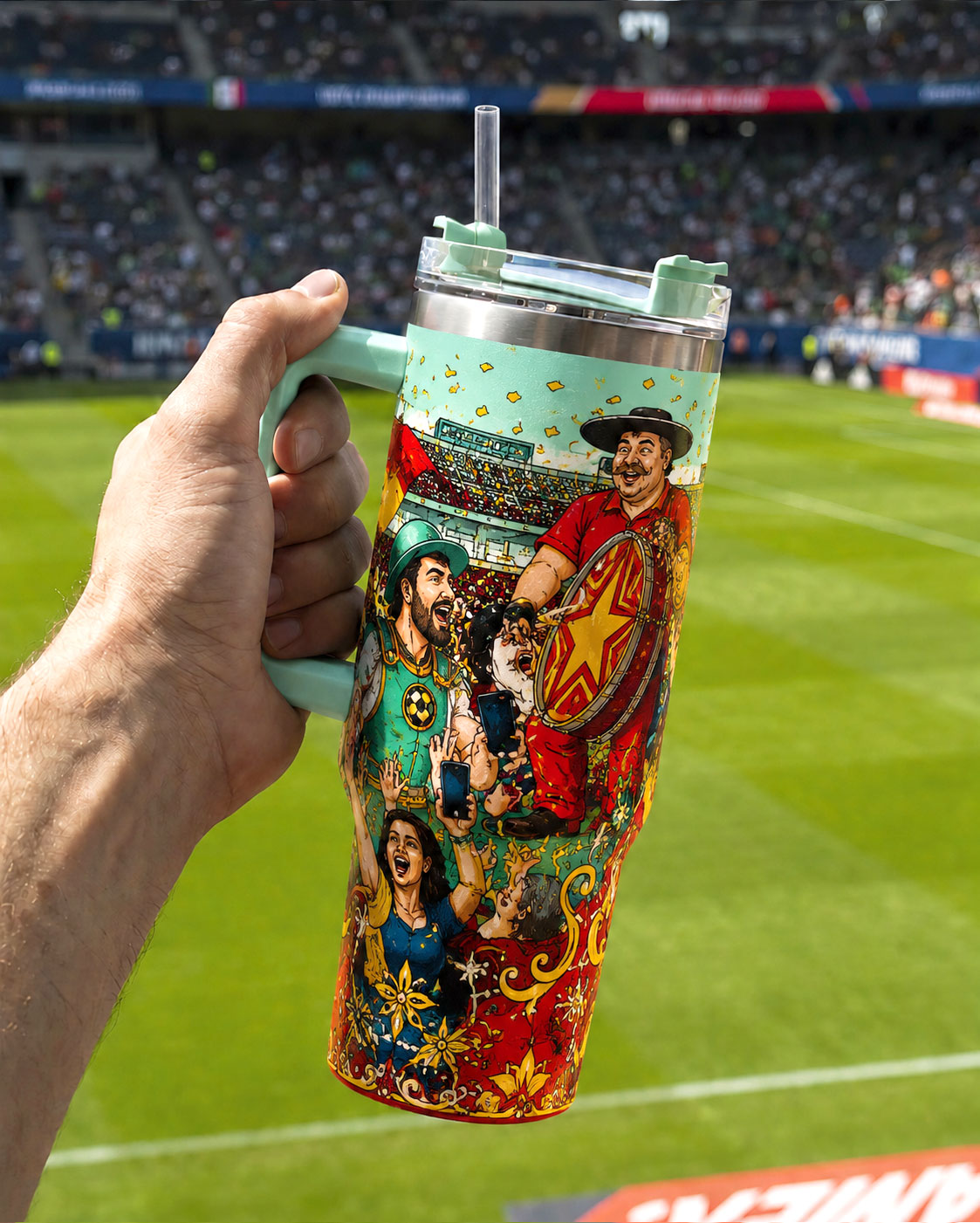 Spain Soccer Fan 40oz Tumbler with Handle