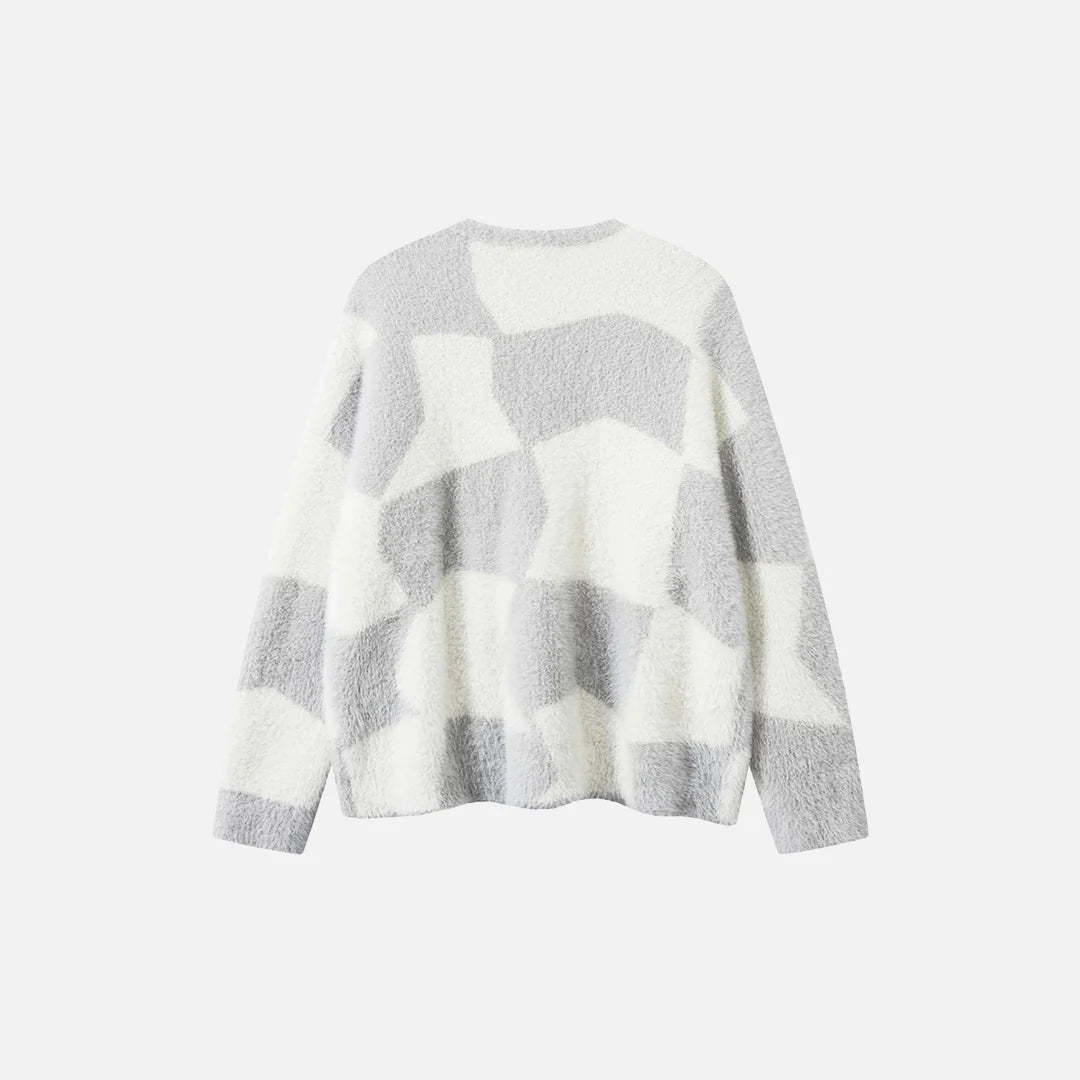 Y2K Abstract Grid Knitted Sweater
