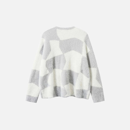 Y2K Abstract Grid Knitted Sweater