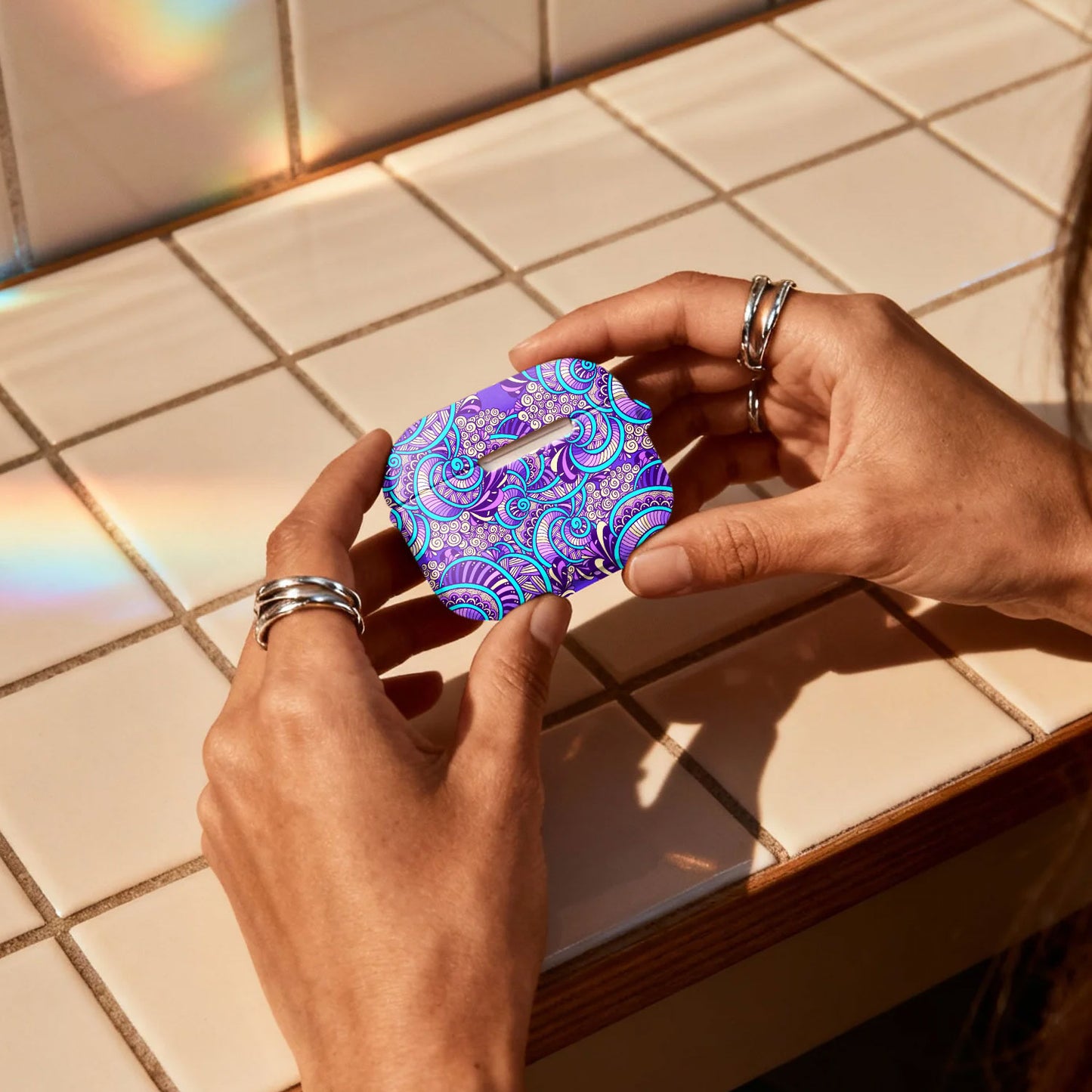 Purple Teal Mandala AirPods Case