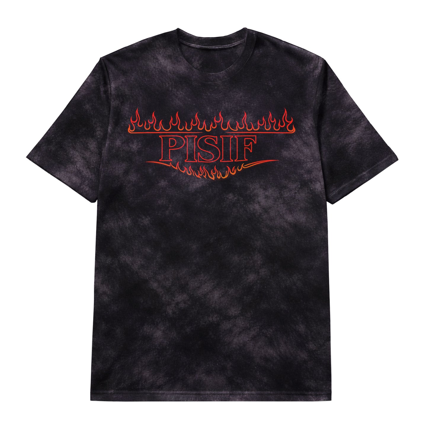 PISIF Vintage Black Wash Flame Graphic Oversized Tee