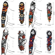 4 Pcs Skull And Flower Full Arm Temporary Tattoo Stickers