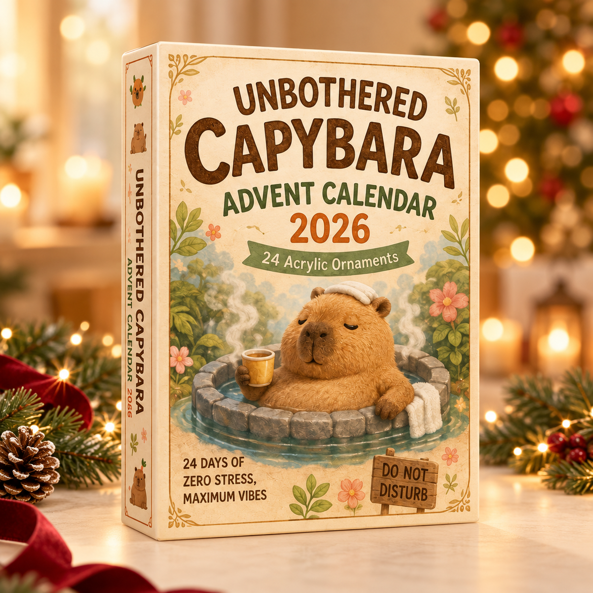 Unbothered Capybara Advent Calendar 2026 - 24-Day Festive Countdown, Acrylic Charms Blind Box - Gift For Capybara Lovers