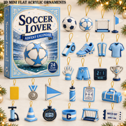 Soccer Theme Blue Advent Calendar 2026 - 24-Day Festive Countdown, Acrylic Charms Blind Box - Gift For Soccer Lovers