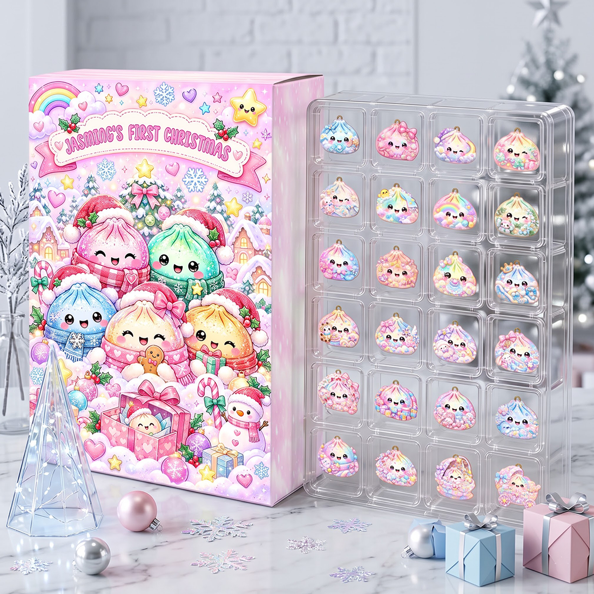 Dumpling First Christmas Advent Calendar 2026 - 24 Day Spirits Countdown, Acrylic Charms Blind Box - Gift For Family