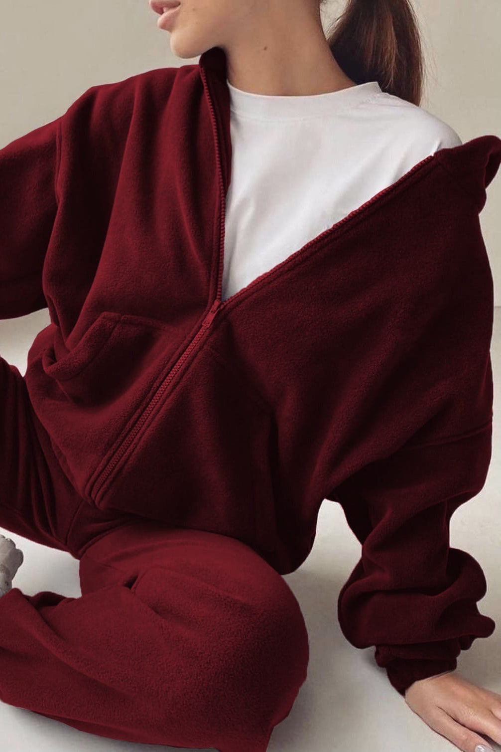 Fleece Full Zip Hoodie Jogger Set
