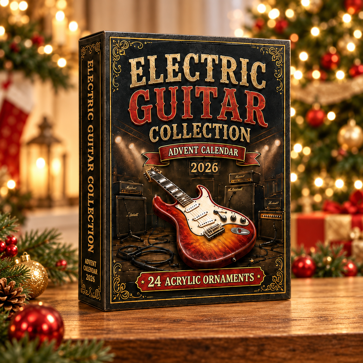Electric Guitar Advent Calendar 2026 - 24-Day Festive Countdown, Acrylic Charms Blind Box - Gift For Guitar Lovers