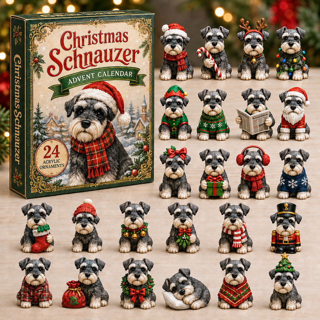 Christmas Schnauzer Advent Calendar 2026 - 24-Day Festive Countdown, Acrylic Charms Blind Box - Gift For Schnauzer Lovers