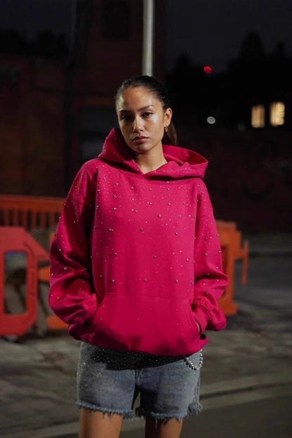Sexy Crystal Star Hooded Pullover Hoodie