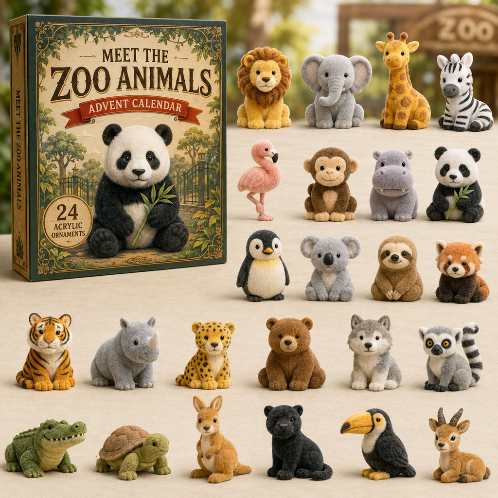 Zoo Animals World Advent Calendar 2026 - 24-Day Festive Countdown, Acrylic Charms Blind Box - Gift For Animal Lovers
