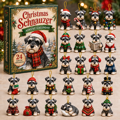 Christmas Schnauzer Advent Calendar 2026 - 24-Day Festive Countdown, Acrylic Charms Blind Box - Gift For Schnauzer Lovers