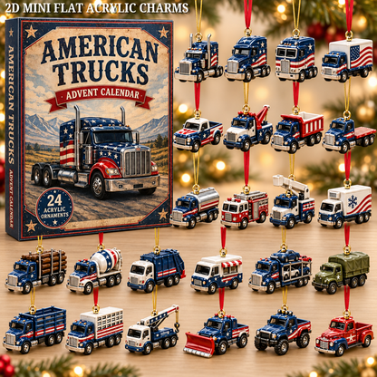 American Trucks Fleet Advent Calendar 2026 - 24-Day Festive Countdown, Acrylic Charms Blind Box - Gift For Vehicle Lovers