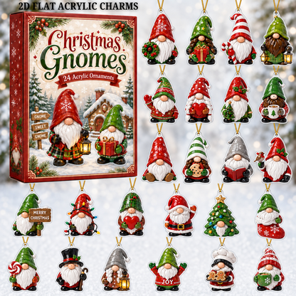 Christmas Gnomes Advent Calendar 2026 - 24-Day Festive Countdown, Acrylic Charms Blind Box - Gift For Family Members
