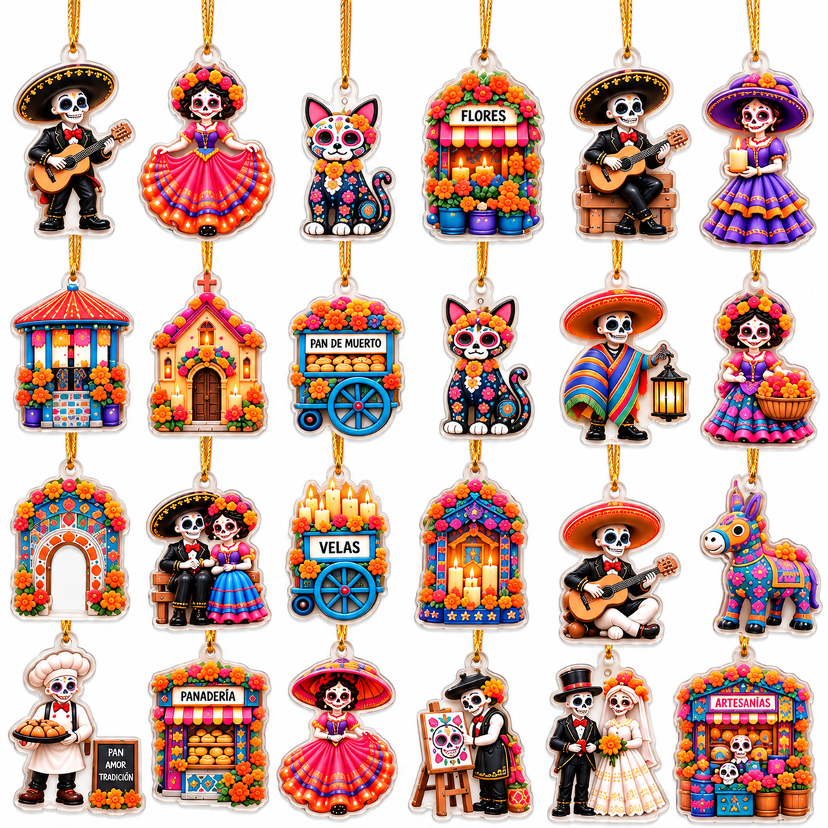 2026 Día de Muertos Countdown Calendar with 24 Hanging Charms – Mexican Day Of The Dead Collectible Ornament Set