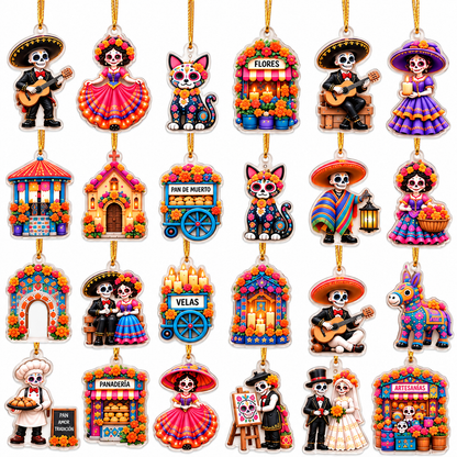 2026 Día de Muertos Countdown Calendar with 24 Hanging Charms – Mexican Day Of The Dead Collectible Ornament Set