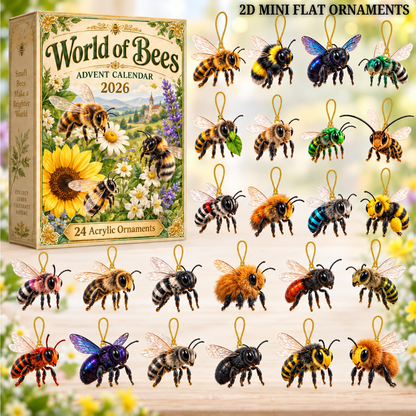 World Of Bees Advent Calendar 2026 - 24-Day Festive Countdown, Acrylic Charms Blind Box - Gift For Bee Lovers