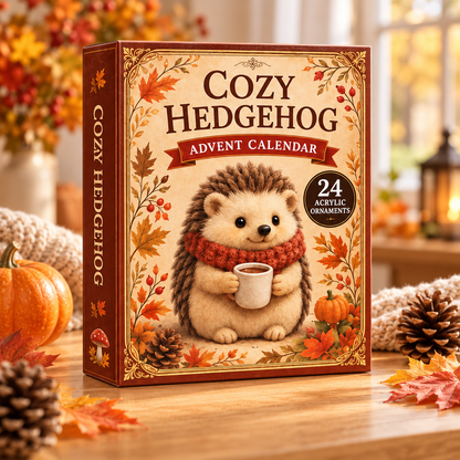 Cozy Hedgehog Advent Calendar 2026 - 24-Day Festive Countdown, Acrylic Charms Blind Box - Gift For Hedgehog Lovers