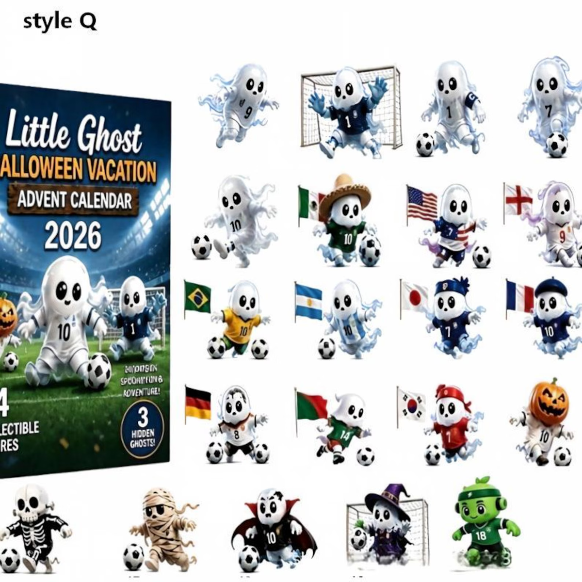 Halloween Advent Calendar 2026, 24 Day Ghost Blind Box, Spooky Cute Countdown Gift, Mini Collectible Hanging Ornaments, Multiple Box Styles