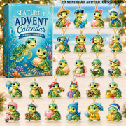 Everyday Sea Turtle Advent Calendar 2026 - 24-Day Festive Countdown, Acrylic Charms Blind Box - Gift For Sea Turtle Lovers