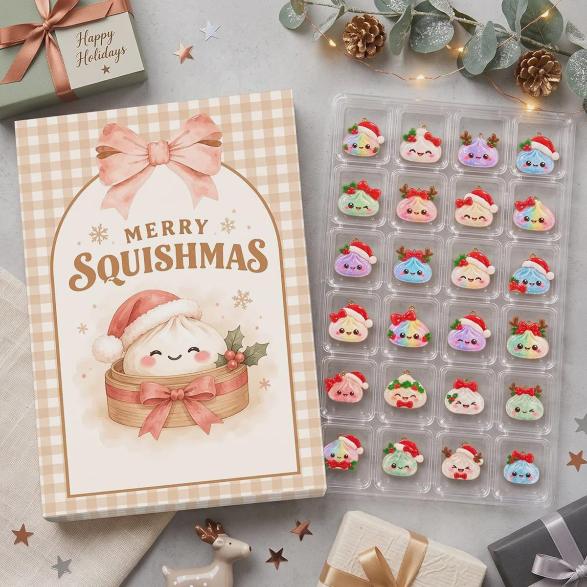 Dumpling Squishy Hunter Christmas Advent Calendar 2026 - 24 Day Spirits Countdown, Acrylic Charms Blind Box - Gift For Family