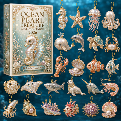 Ocean Pearl Treasures Advent Calendar 2026 - 24-Day Festive Countdown, Acrylic Charms Blind Box - Gift For Ocean Lovers