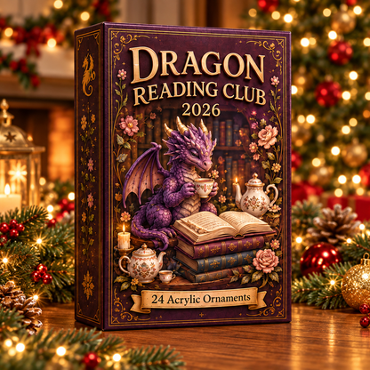 Dragon Reading Club Advent Calendar 2026 - 24-Day Festive Countdown, Acrylic Charms Blind Box - Gift For Dragon Lovers