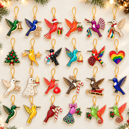 Hummingbird Advent Calendar 2026, 24 2D Flat Acrylic Ornaments Box, Christmas Countdown, Hummingbird Lover Gift