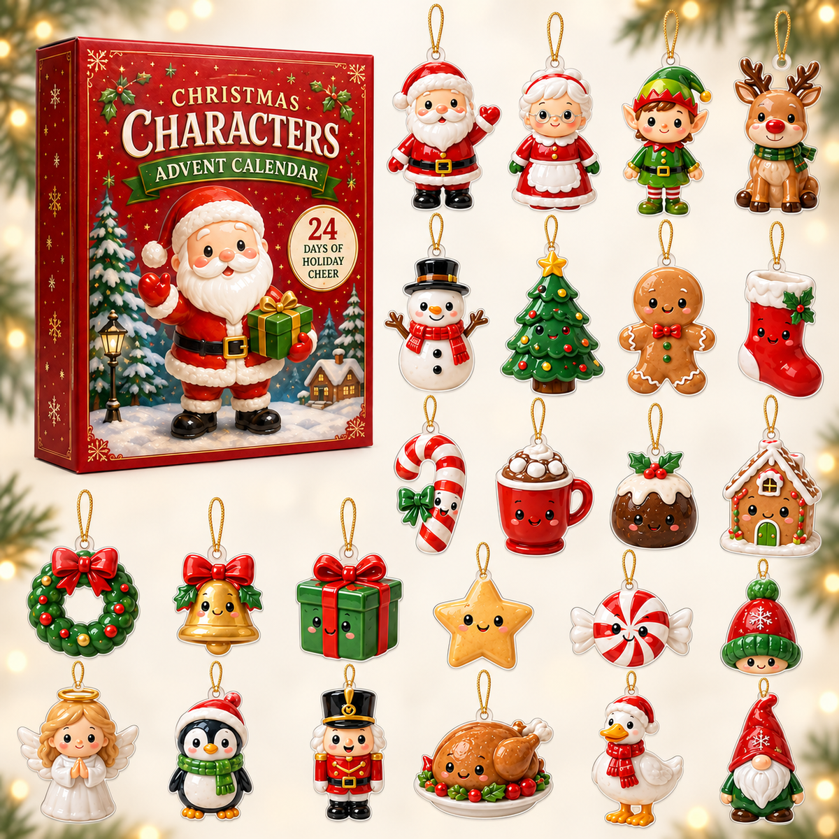 Christmas Characters Advent Calendar 2026 - 24-Day Festive Countdown, Acrylic Charms Blind Box - Gift For Family & Friends