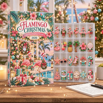 Flamingo Christmas Advent Calendar 2026, 24 Day Tropical Holiday Countdown, Pink Flamingo Ornaments, Beach Lover Gift, Coastal Xmas Decor
