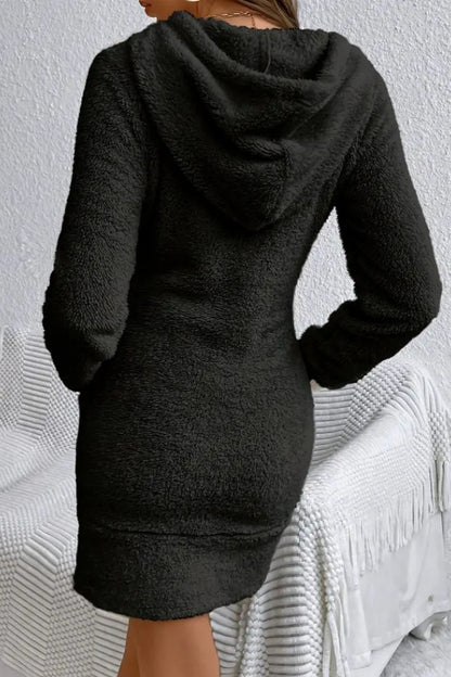 Plush Fleece Hooded Mini Dress