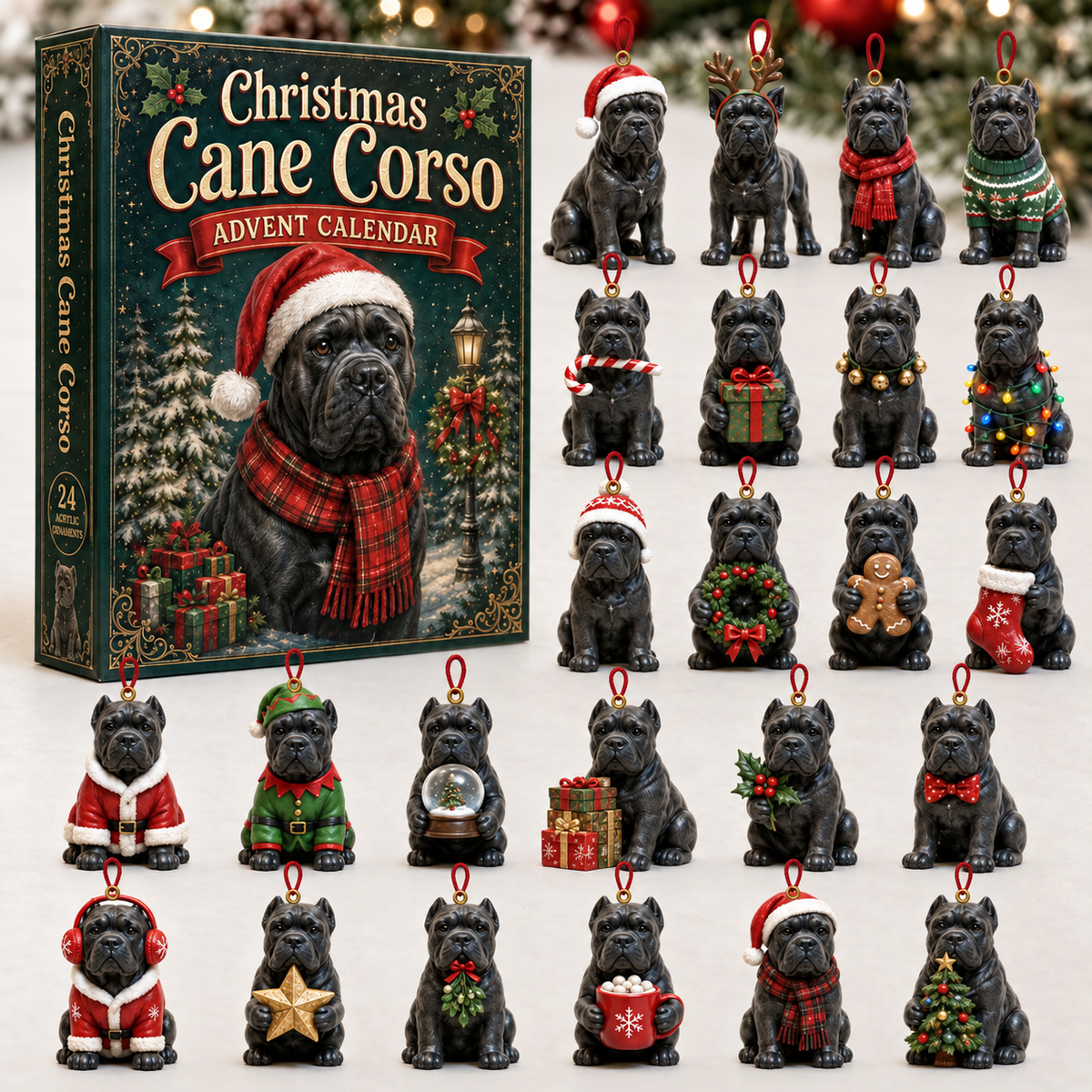 Christmas Cane Corso Advent Calendar 2026 - 24-Day Festive Countdown, Acrylic Charms Blind Box - Gift For Cane Corso Lovers