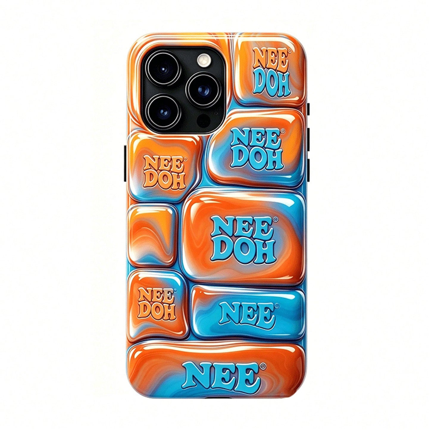 Nee Doh 3D Orange Blue Marble Puffy Phone Case