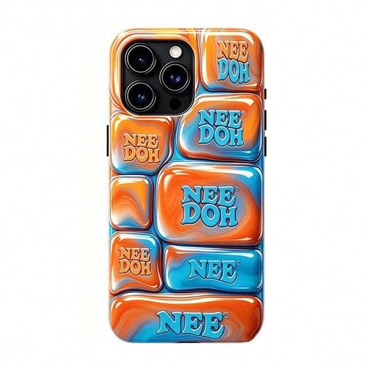 Nee Doh 3D Orange Blue Marble Puffy Phone Case