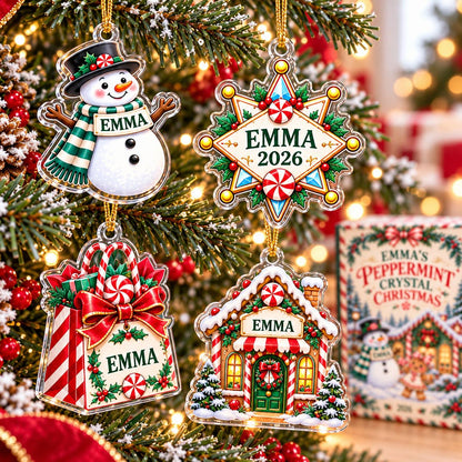 Personalized Advent Calendar 2026 for Kids, Peppermint Christmas Countdown, Custom Name Ornaments, Stocking Stuffer Gift for Girls and Teens