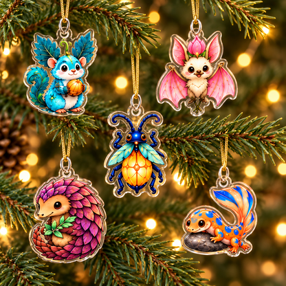 Enchanted Forest Advent Calendar – 24 Mini Acrylic Charms, Cute Fantasy Woodland Creature Ornaments, Christmas Countdown Gift Set