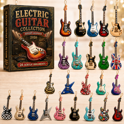 Electric Guitar Advent Calendar 2026 - 24-Day Festive Countdown, Acrylic Charms Blind Box - Gift For Guitar Lovers