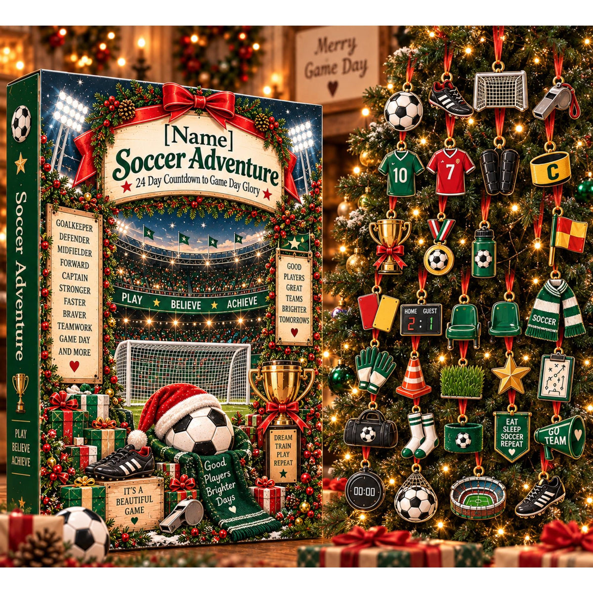 Soccer Advent Calendar, Christmas Blind Box, 24 Day Soccer Countdown, Personalized Name, Football Fan Gift for Kids 2026