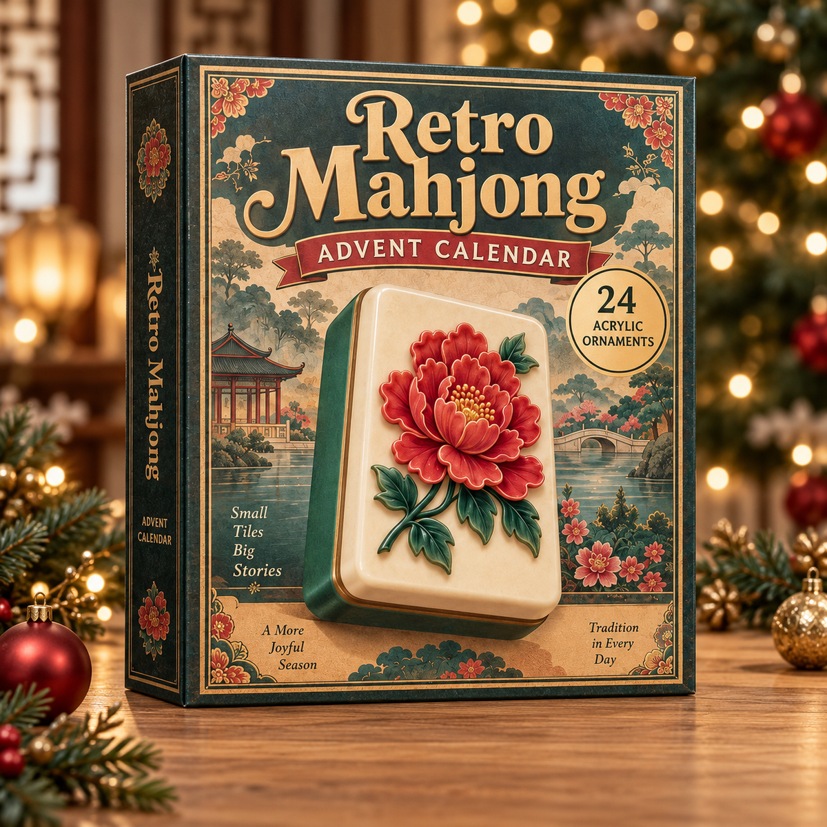 Retro Mahjong Advent Calendar 2026 - 24-Day Festive Countdown, Acrylic Charms Blind Box - Gift For Mahjong Lovers